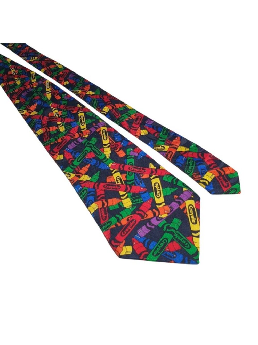 Crayola Multicolor Crayon Pattern Silk Tie Vintage 1993 Teacher Art School Child